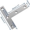 Braçadeiras e Suportes de Viga |   2 Peças de Suporte em T Plano de Canto 6Mm X 6Mm (2,4″ X 2,4″) Suporte em T Plano de Aço Inoxidável com Placas de Reparo e Parafusos para Estruturas, Móveis e Armários.