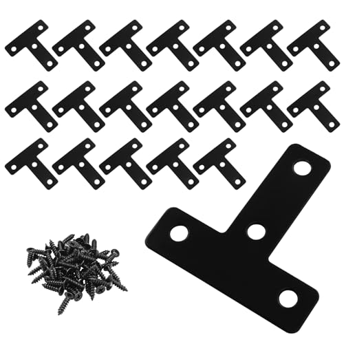 Braçadeiras e Suportes de Viga |   2Pcs Suporte de Canto Plano em T Preto 5Mm X 5Mm (2″ X 2″) – Braçadeira em T Plana de Alta Qualidade com Parafusos para Estruturas, Móveis e Armários.