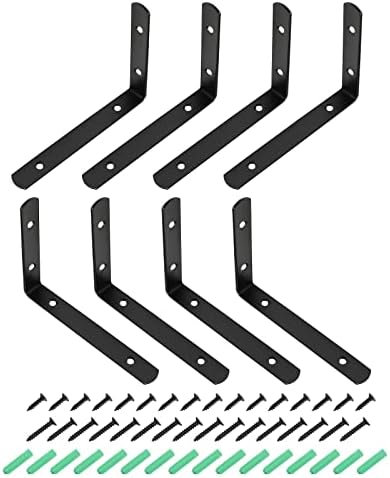 Braçadeiras e Suportes de Viga |   Suporte em L 5,91″X4,33″X0,79″ (CxLxA) – Pacote com 4 – Ideal para Reparar Móveis de Madeira – Cantoneiras de Aço Inoxidável com Parafusos – Preto