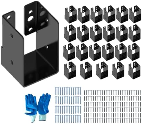 Braçadeiras e Suportes de Viga |   Suportes Ocultos para Vigas (Pacote com 24) – Suportes de Aço para Vigas de 2″ X 4″ – Ocultos para Uso Externo – Suportes de Flange – Para Uso com Madeira de 2″ X 4″ – Completo com Parafusos para Madeira e Par de Luvas.