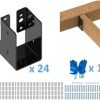 Braçadeiras e Suportes de Viga |   Suportes Ocultos para Vigas (Pacote com 24) – Suportes de Aço para Vigas de 2″ X 4″ – Ocultos para Uso Externo – Suportes de Flange – Para Uso com Madeira de 2″ X 4″ – Completo com Parafusos para Madeira e Par de Luvas.