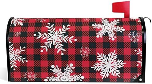 Caixas de correio e acessórios |   Capas de Caixa de Correio Magnéticas com Flocos de Neve em Estampa Xadrez Buffalo – Decoração de Inverno e Natal para Caixa de Correio – Envelopes para Caixa de Correio em Xadrez Vermelho – Capa para Caixa de Correio Padrão 18″ x 21″ – Decoração de Jardim