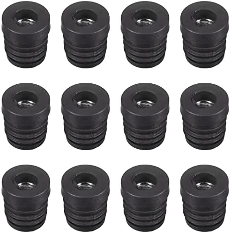 Conectores de Hardware |   12 Peças de Inserts para Tubos Redondos com Rosca M8, Para Tubo Redondo de 19mm/0,75″ de Diâmetro Externo, Plugue Plástico Preto Redondo para Rodas, Inserto de Tampas de Cadeiras, Plugue para Pernas de Móveis