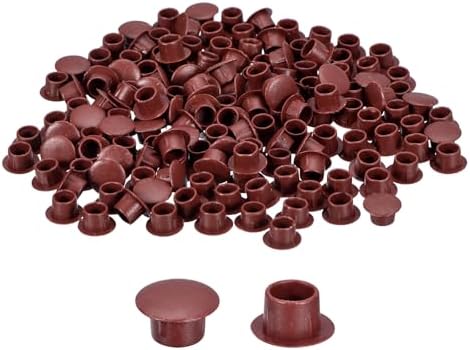 Conectores de Hardware |   300 Peças de Tampas para Furos de Parafuso, Plugues Redondos de Plástico de 8Mm (5/16″) com Encaixe, Tampas do Tipo Flush para Móveis e Armários, Vermelho Marron