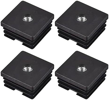 Conectores de Hardware |   4 Peças de Inserções para Tubos Quadrados com Rosca M8, para Tubo Quadrado de 1,5″ x 1,5″ OD, Plugue Plástico Preto Quadrado, Inserto para Rodas, Tampas de Extremidade para Cadeiras, Plugue para Pernas de Móveis