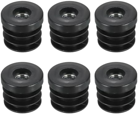 Conectores de Hardware |   6 Peças de Inserts para Tubos Redondos com Rosca M10, para Tubo Redondo de 30mm/1,18″ OD, Plugue Plástico Preto Redondo, Inserto para Rodas, Tampas de Extremidade para Cadeiras, Plugue para Pernas de Móveis