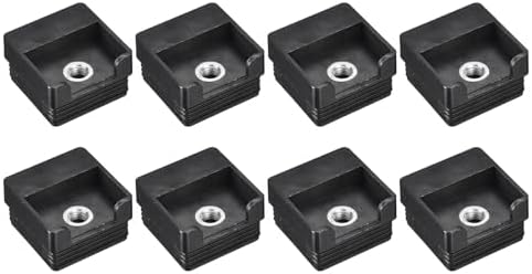 Conectores de Hardware |   8 Peças de Inserts para Tubos Quadrados com Rosca M10, para Tubo Quadrado de 5cm x 5cm, Plugue de Plástico Preto para Rodas, Tampas de Extremidade para Cadeiras, Plugue para Pernas de Móveis