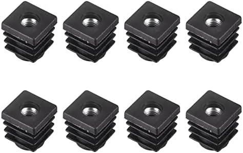 Conectores de Hardware |   8 Peças de Inserts para Tubos Quadrados com Rosca M6, para Tubo Quadrado de 0,59″ x 0,59″ OD, Plugue Plástico Preto Quadrado, Inserto para Rodas, Tampas de Extremidade para Cadeiras, Plugue para Pernas de Móveis