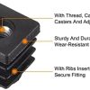 Conectores de Hardware |   8 Peças de Inserts para Tubos Quadrados com Rosca M6, para Tubo Quadrado de 0,59″ x 0,59″ OD, Plugue Plástico Preto Quadrado, Inserto para Rodas, Tampas de Extremidade para Cadeiras, Plugue para Pernas de Móveis