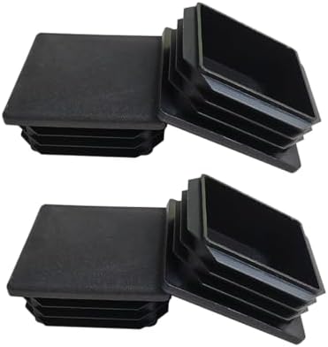 Conectores de Hardware |   Pacote com 4 Capas de Extremidade Quadradas de 2” Polegadas, Plugue Plástico Preto para Tubos, Capas de Extremidade para Postes de Tubo, Plugue Plástico Quadrado para Tubos.