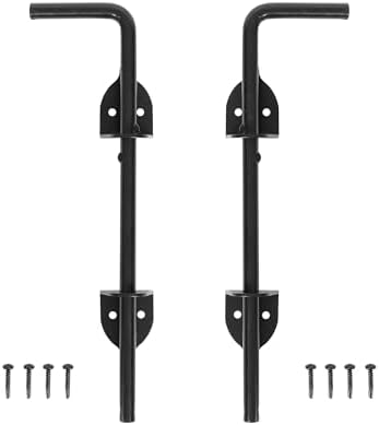 Ferragens para portões |   Barra de Queda de 12 Polegadas em Aço com Acabamento Preto para Portões, Cercas e Portas de Madeira, PVC, Vinil e Metal (12 Polegadas – Pacote com 2)