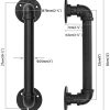 Ferragens para portões |   Conjunto de 2 puxadores de porta de tubo industrial, barra de apoio, barra de toalha, corrimão de ferro fundido rústico antigo – Preto fosco, 30 cm