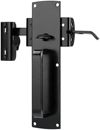 Ferragens para portões |   Fechadura de Portão com Dedo para Cerca de Madeira, Fechadura de Cerca Autolock com Cabo Decorativo, Kit de Hardware para Fechadura de Portão Pesada para Jardim Externo, Piscina, Portão de Metal, Cerca de Vinil, Acabamento Preto