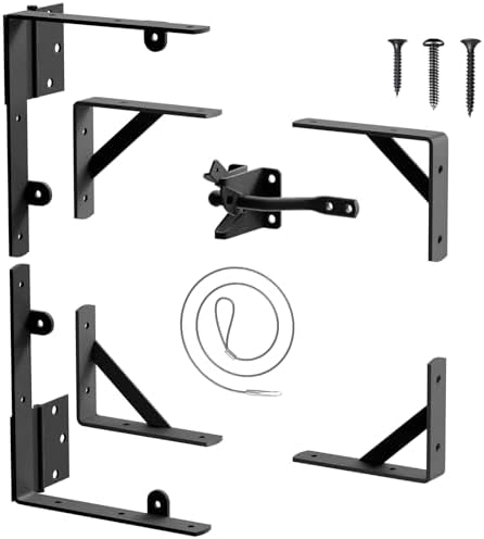 Ferragens para portões |   Kit Anti-Sag para Portão com Fechadura Automática, Estrutura de Portão Resistente, Suporte Ajustável para Portões de Madeira, Cercas, Portões de Entrada, Portas de Galpão, Portões de Curral, Janelas de Madeira.