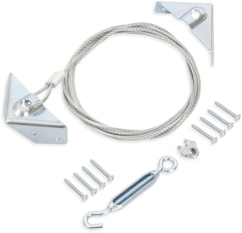 Ferragens para portões |   Kit Anti-Sag para Portão de Cerca de Madeira, Kit de Cabo Tensionador para Portão, Kit de Cabo de Suporte Anti-Sag para Portão, Kit de Reparação de Porta de Cerca de Aço para Porta de Madeira, Hardware de Kit de Estrutura de Portão de Aço Zincado, Prata