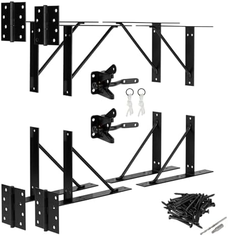 Ferragens para portões |   Kit de Estrutura de Porta Anti-Sag, Kit de Braço de Canto para Porta, Kit de Suporte Pesado para Porta com Fechadura Automática para Cercas de Madeira, Portões de Curral e Entrada, Portas de Galpão, Janelas de Madeira, 2 Conjuntos