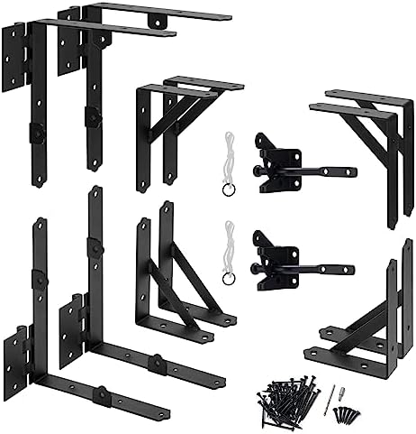 Ferragens para portões |   Kit de Estrutura para Portão Anti-Sag de 2 Conjuntos – Suporte de Canto para Portão, Hardware Ajustável para Portão Pesado com Fechadura para Cercas de Madeira, Portões de Entrada, Portas de Galpão, Portões de Curral e Janelas de Madeira.