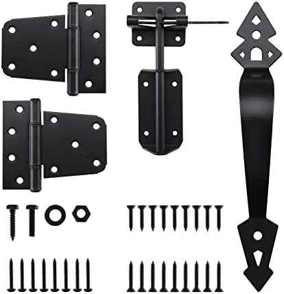 Ferragens para portões |   Kit de Fechadura e Dobradiça de Portão Home Master Hardware Pesada – Dobradiças em T de 3,5 Pol + Fechadura de Portão + 11-1/8 Pol de Manípulo Ornamental para Portão