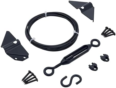 Ferragens para portões |   Kit de Hardware para Portão Anti-Sag Durável – Conjunto de Cabos de Suporte para Portão Deslizante, Kit de Reparação de Porta de Cerca de Aço, Kit de Portão Anti-Sag para Cerca de Madeira Externa, Kit de Estrutura de Portão Preto Sem Sag.