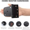 Ferragens para portões |   Kit de Portão Autocerrante Home Master Hardware Preto – Dobradiças de Molas em T de 3,5 Pol. 2 Pacotes + Fechadura de Portão Autoajustável 1 Pacote