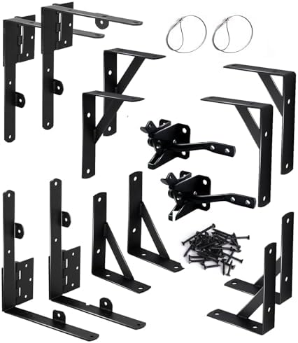 Ferragens para portões |   Kit de Quadro de Porta Anti-Sag Conjunto de 2, Suporte de Canto de Porta Pesado, Kit de Hardware Ajustável com Fechadura para Portões de Madeira, Portões de Entrada, Portas de Galpão, Portões de Curral, Janelas de Madeira.