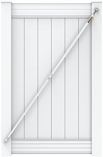 Ferragens para portões |   Suporte Branco de 6′ para Portão de Vinil – Kit Antienvelhecimento para Portão de Vinil – Kit de Ferragens para Portões Externos de Vinil, 1 Suporte Patenteado Fabricado nos EUA (Telescópico de 6′ (40″ – 74″), Branco)