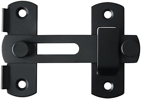 Ferragens para portões |   Trava de Portão Flip Latch – Trava de Segurança para Portas de Madeira de Celeiro, Portas Deslizantes Francesas, Ferragens de Portão em Aço Inoxidável, Acabamento Preto Fosco, Mk001