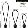 Lonas e Cintas de Amarração |   24 Peças de Bolas Bungee 4, 6, 9 Polegadas – Bolas Bungee Pretas de Alta Resistência, Cordas Bungee para Lona, Fios Elásticos de 4mm de Espessura para Camping, Tendências, Cargas e Fixação.