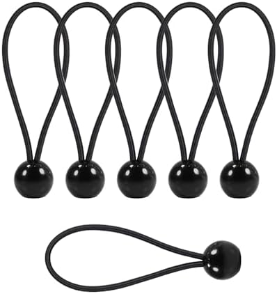 Lonas e Cintas de Amarração |   30 Pcs Bolas Bungee 6 Polegadas Preto Cordas Bungee Pesadas para Amarração, Abrigos, Gazebos, Camping, Barracas, Carga, Fios e Mangueiras, Guarda-Sóis, Toldos