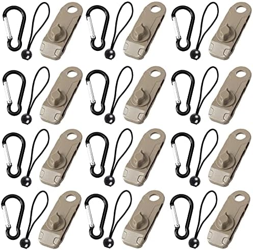 Lonas e Cintas de Amarração |   36 Peças de Clips para Lona com Mosquetão e Cordas Bungee de Bola – Fixadores de Tenda Shark, Grampos para Lona de Alta Resistência – Clip de Cordão Bungee para Cobertura de Piscina, Grampos para Capa de Carro (Marrom)