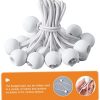 Lonas e Cintas de Amarração |   50 Peças de Corda Elástica Amarrada, Corda Elástica com Bolinha, Cordas Bungee para Amarração, Cordas de Amarração para Camping, Amarrações Bungee, Faixa Bungee, Corda Plástica Branca, Corda Alta Elasticidade.