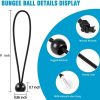 Lonas e Cintas de Amarração |   Bolas de Bungee para Lona 8 Polegadas, 50 Peças de Cordas de Bungee para Amarração, Corda Bungee de Alta Elasticidade e Alta Resistência para Amarração de Lona, Barraca de Camping, Abrigos, Tecido de Sombra, Carga, Projetor, Etc. (Preto)