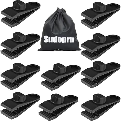 Lonas e Cintas de Amarração |   Clipes de Tarp Pesados com Grip de Bloqueio, 10 Pcs de Grampos para Tarp, Clipes para Capa de Piscina, Fixadores de Tenda Shark para Camping, Toldos, Capa de Carro, Capa de Piscina, Capa de Barco (10 Clipes + 1 Bolsa)