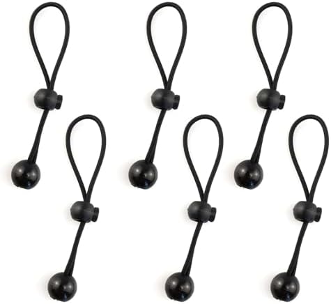 Lonas e Cintas de Amarração |   Corda Bungee Universal com Bolas, Cordas Bungee Multiuso, Corda Bungee de 6 Polegadas com Bola para Cortinas Roller Externas e Sombras Roller Externas, Camping, Tendões, Lonas (Pacote com 6 Peças, Preto)