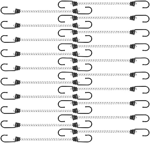 Lonas e Cintas de Amarração |   Corda Elástica com Ganchos de 6 Polegadas, Pequena Corda Elástica Resistente a UV para Amarração de Lonas de Camping, Pesada para Uso Externo – Pacote com 20 Unidades