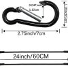 Lonas e Cintas de Amarração |   Corda Elástica com Ganchos de Carabina, Zese Pacote com 2 Cordas Elásticas Pretas Extra Fortes de 24″ – Fitas de Amarração de Alta Resistência para Tendas, Carga, Caiaque, Bicicletas, Amarração de Corda, Lona, Bagagem