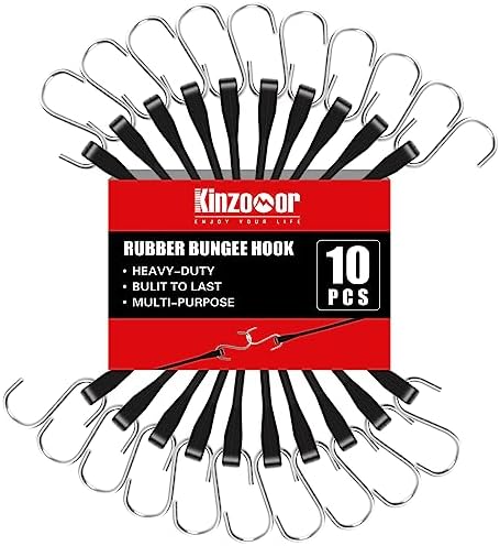 Lonas e Cintas de Amarração |   Cordas Bungee de Borracha Pesadas para Uso Externo de 21 Polegadas, Cordas Bungee de Borracha com Ganchos em S, Fitas de Amarração 100% em Borracha EPDM para Caminhão, Van, Motocicleta, Carga, Lonas, Telas e Muito Mais (Pacote com 10)