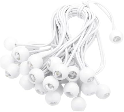 Lonas e Cintas de Amarração |   Cordas Elásticas com Bolas de 9 Polegadas, Pacote com 30 Cordas Bungee com Bolas para Amarração de Lonas, Cordas Elásticas para Acampamento ao Ar Livre, Abrigos de Carga e Postes de Tenda, Brancas