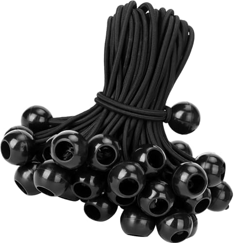 Lonas e Cintas de Amarração |   Cordas elásticas para bola – Pacote com 50 unidades, cordas pretas de 5 polegadas para amarração de lona, abrigo de toldo, tubo de parede. Cordas elásticas resistentes para amarração de lonas e toldos.