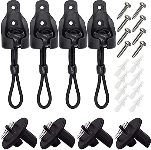 Lonas e Cintas de Amarração |   Novo Kit de Bungee + Tampa de Extremidade, Acessórios de Instalação de Substituição Universal para Sombras de Sol e Persianas Rolô Internas/Externas (2 Conjuntos, Preto)