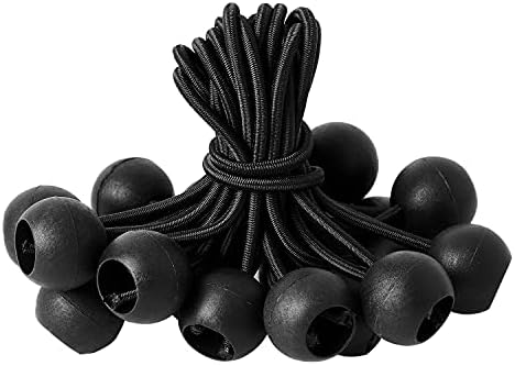 Lonas e Cintas de Amarração |   Pacote com 16 Cordas Bungee, Bolas Pretas Bungee de Alta Resistência 4 Polegadas, Cordas Bungee para Tarp Resistentes às Intempéries, Cinta de Amarração com Diâmetro de 4mm para Toldo, Tarp, Camping, Cintas, Barraca, Postes e Fios.