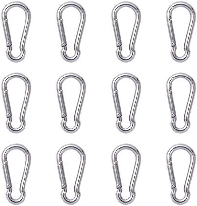 Snaps |   12 Peças de Clip Carabiner Pequeno – Gancho de Molas em Aço Inoxidável para Alimentadores de Pássaros ou Guia e Arnês de Cães, Conector Rápido para Chaveiro (M4, 40mm, Suporta 150Lbs)