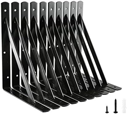 Suportes e Braços para Prateleiras |   Suporte de Prateleira Pesado Home Master Hardware 12 Polegadas X 8 Polegadas, Capacidade de Carga: 6Lb, Suportes de Metal Preto de 9 Graus para Prateleiras 1-Pacote, Suporte em L Montado na Parede para Prateleiras Flutuantes com Parafusos