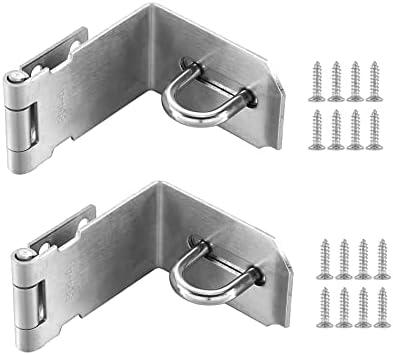 Cadeados e Fechaduras |   2Pçs Fecho de Aço Inoxidável Pesado com Ângulo de 9 Graus para Porta, Trava de Hasp em L, Fecho de Segurança (5 Polegadas)